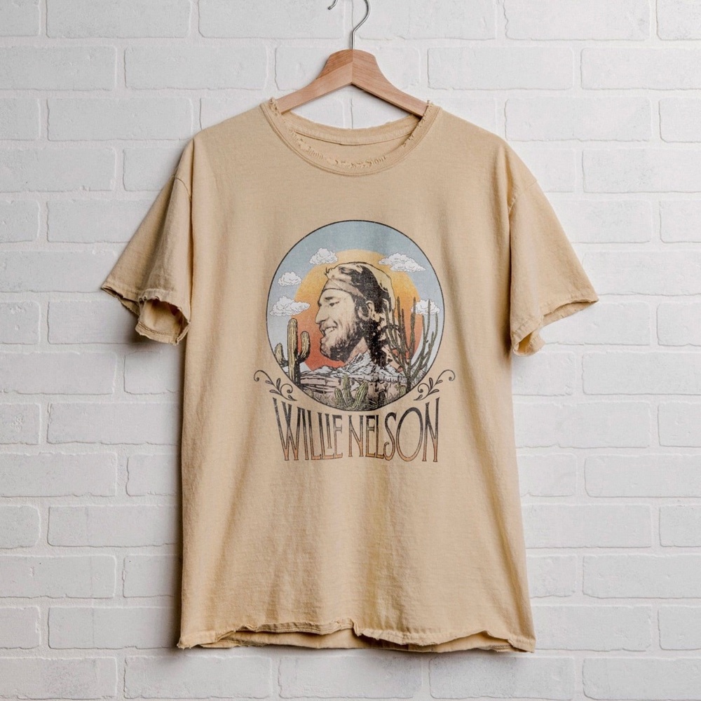 Willie Nelson In The Sky Gold Thrifted Tee